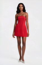 Karoline Hourglass Mini Dress – Deep Red (Final Sale)