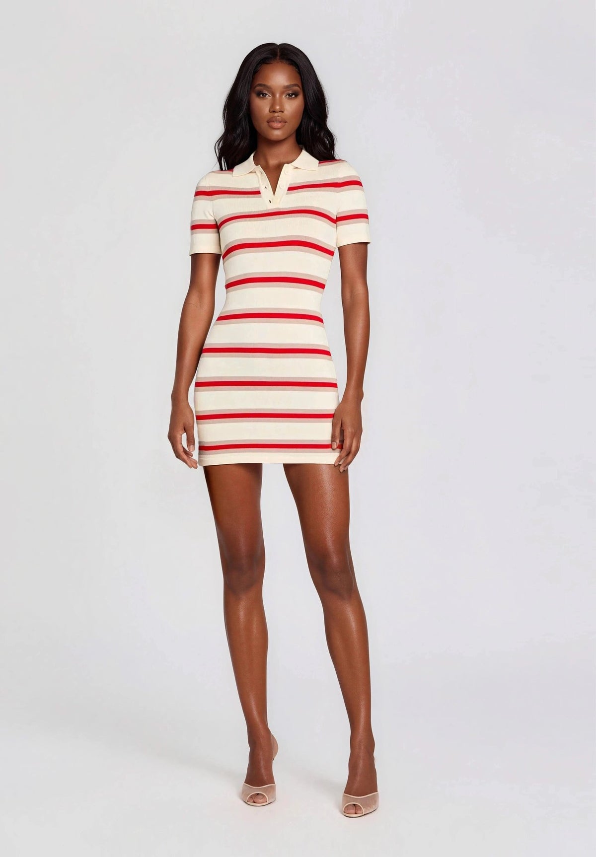 Liev Knit Mini Dress – Eggshell/Cherry/Sand