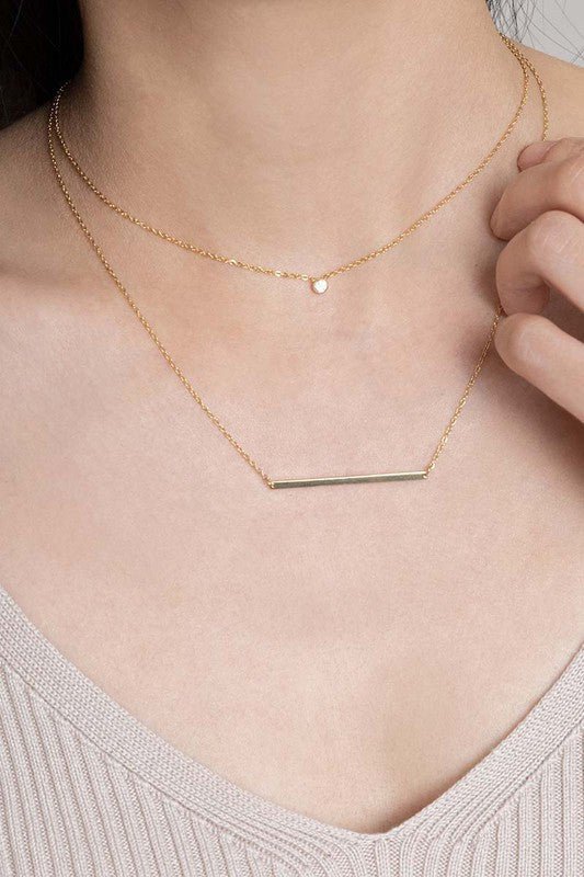 Lovoda - 14k Modern Minimalist Bar Necklace