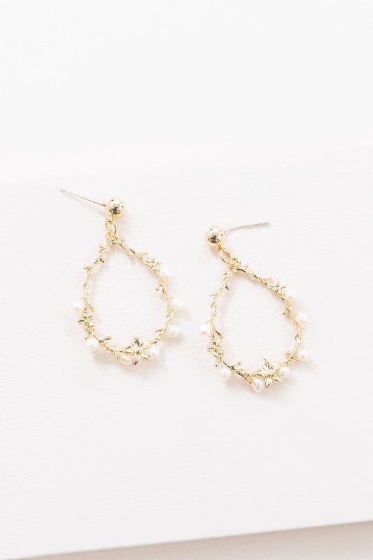 Lovoda - Floral and Pearl Vine Tear Earrings