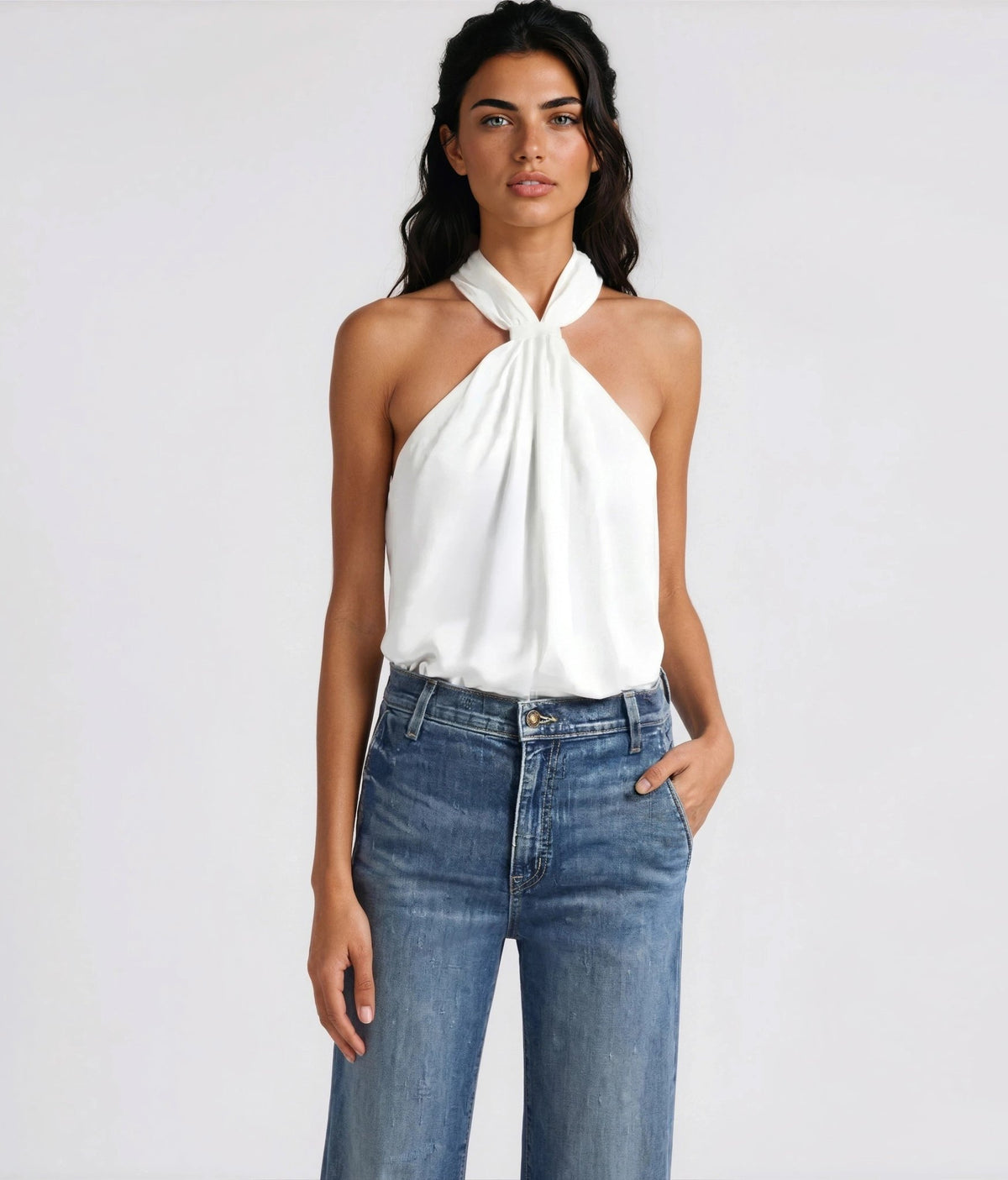 Maia Gather Sleeveless Top - Ivory