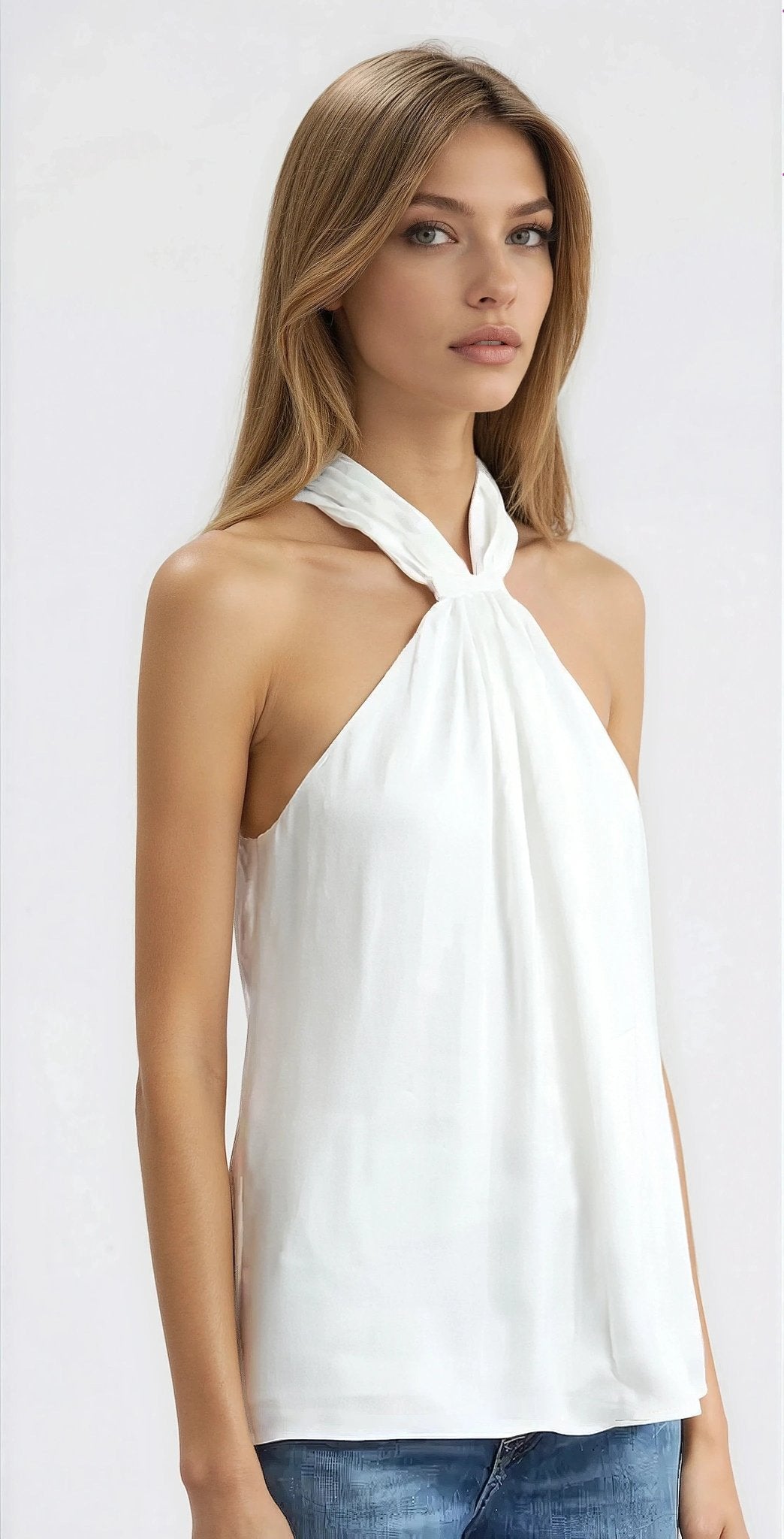 Maia Gather Sleeveless Top - Ivory