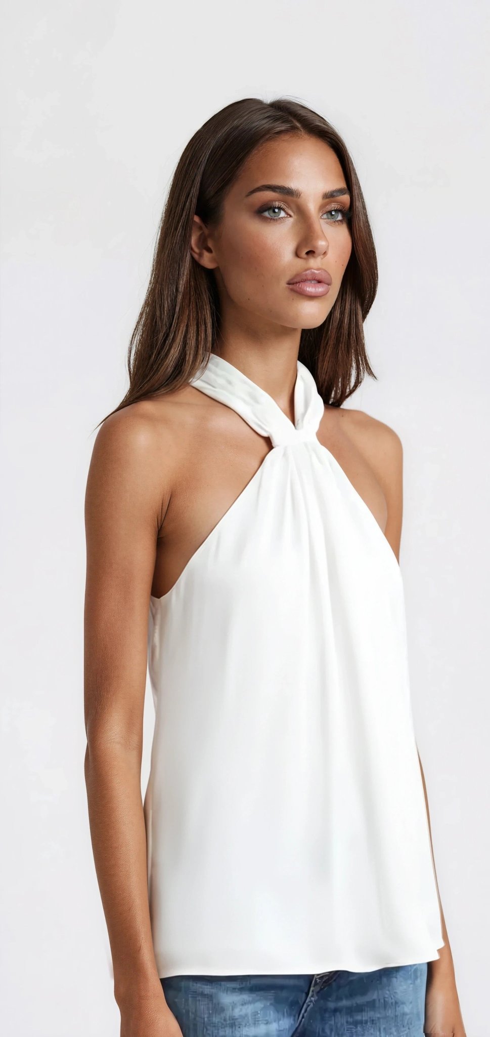 Maia Gather Sleeveless Top - Ivory