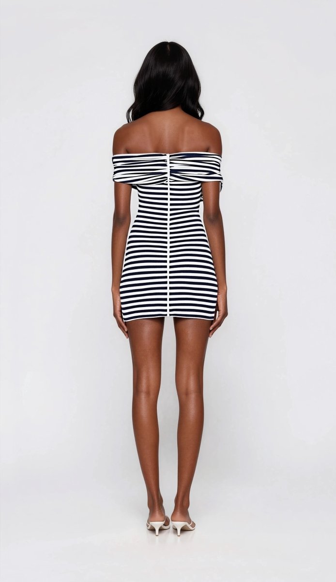 Malory Striped Mini Dress – Navy/White