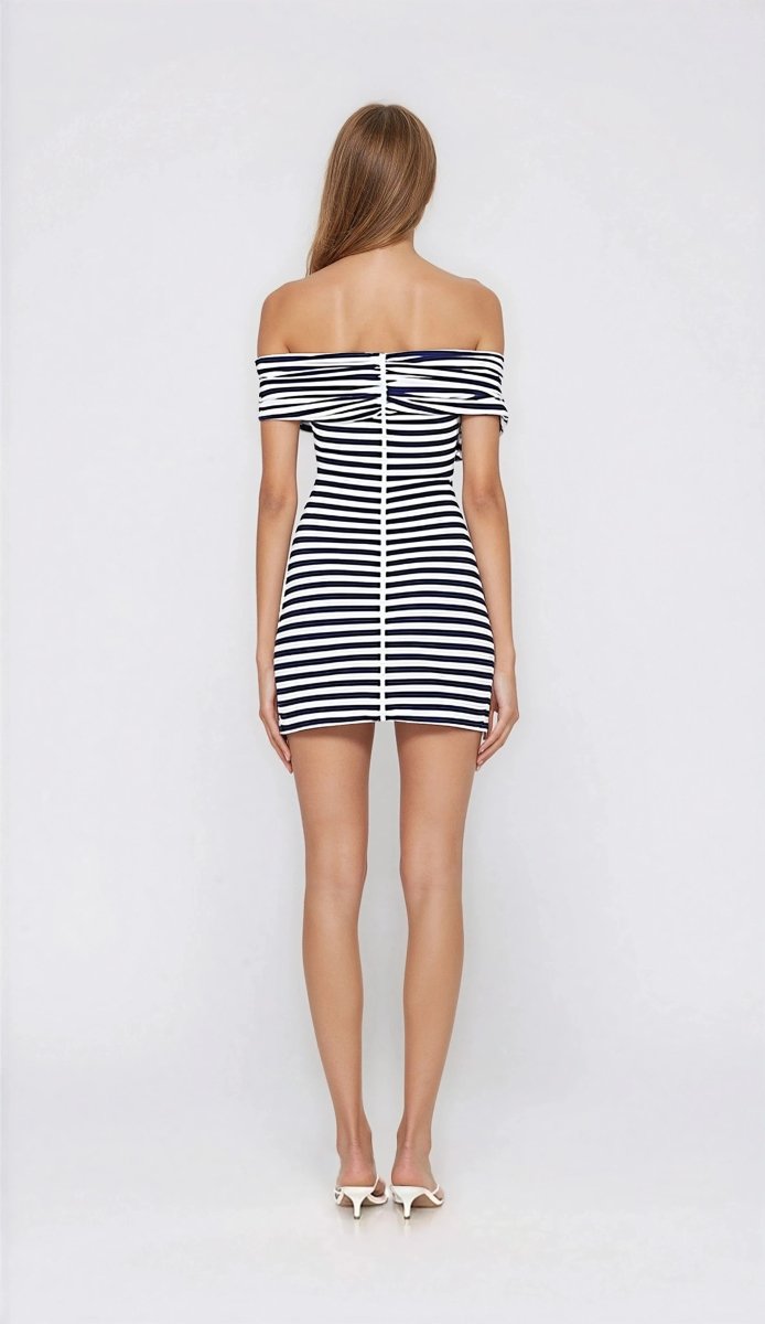 Malory Striped Mini Dress – Navy/White