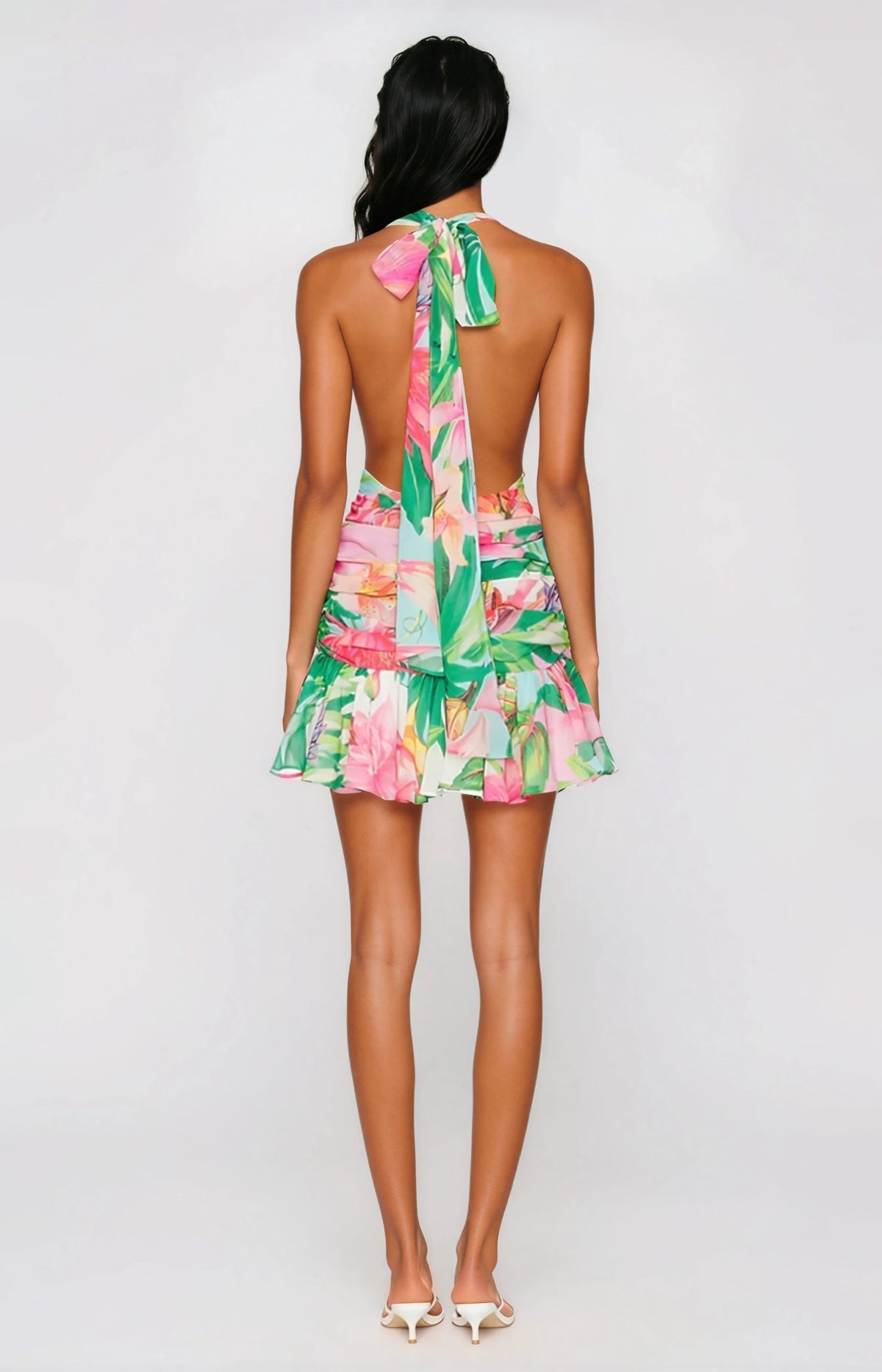Mave Halter Neck Mini Dress – Pink Floral (Final Sale)