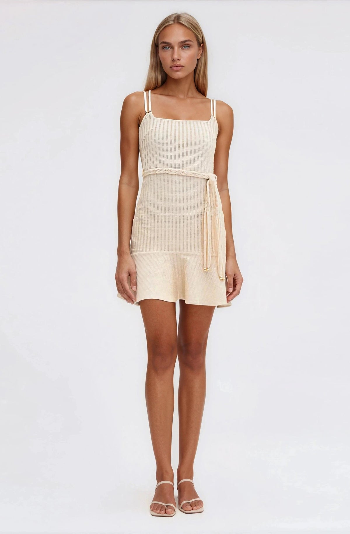 Metallic Knit Mini Dress – Off White