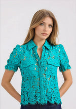 Mina Lace Shirt - Topaz - XO, Tina