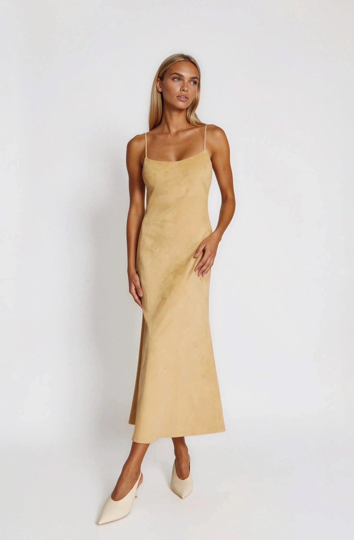 Nadira Faux Suede Dress – Soft Camel - XO, Tina