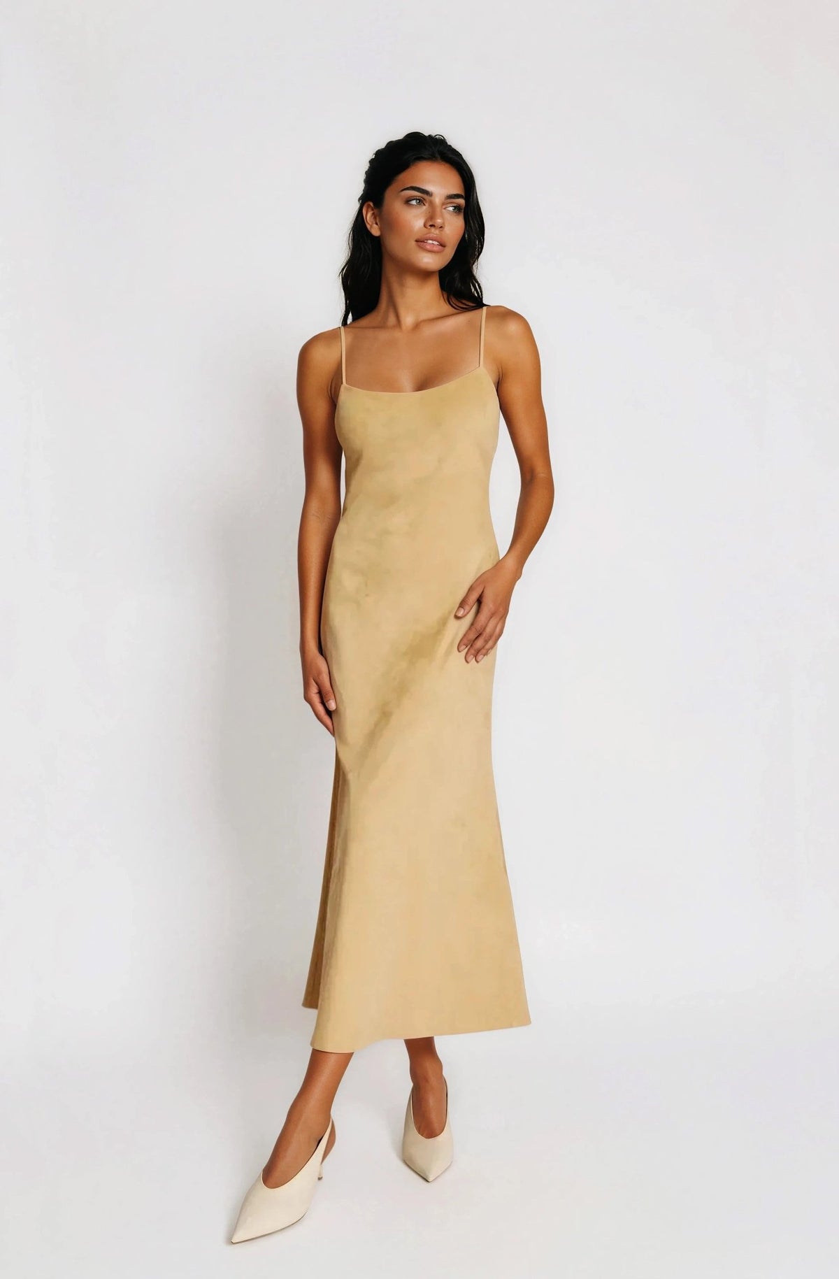 Nadira Faux Suede Dress – Soft Camel - XO, Tina