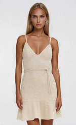 Papillon Jacquard Mini Dress – Beige