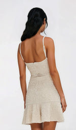 Papillon Jacquard Mini Dress – Beige