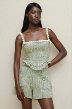 Crystal Tweed Top – Green