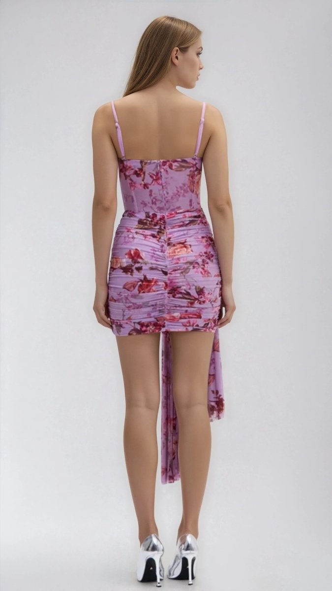 Floral Haze Bustier Mini Dress – Violet