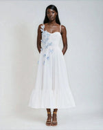 Flutter Poplin Butterfly Midi Dress – Off White