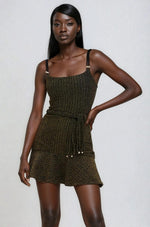 Metallic Knit Mini Dress – Black