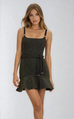 Metallic Knit Mini Dress – Black