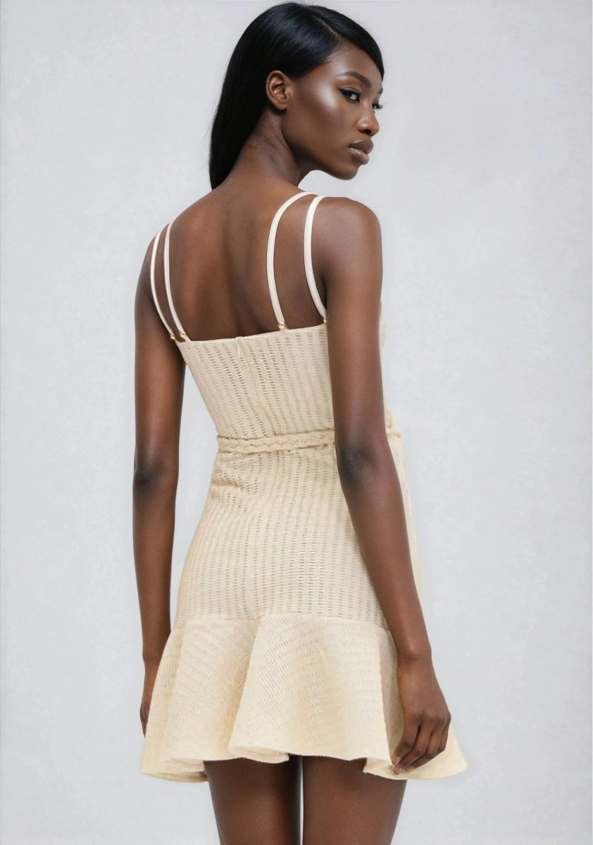 Metallic Knit Mini Dress – Off White