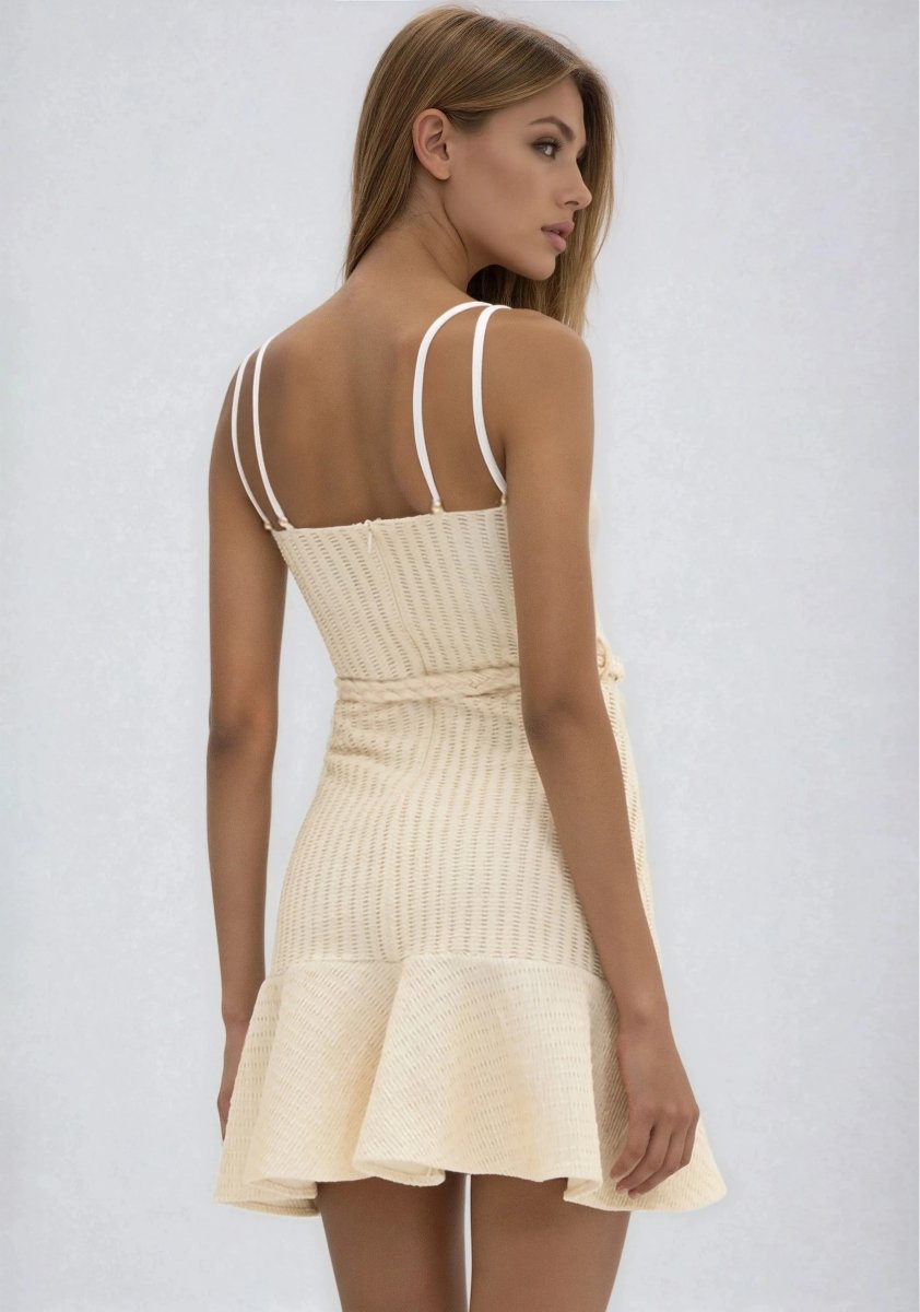 Metallic Knit Mini Dress – Off White