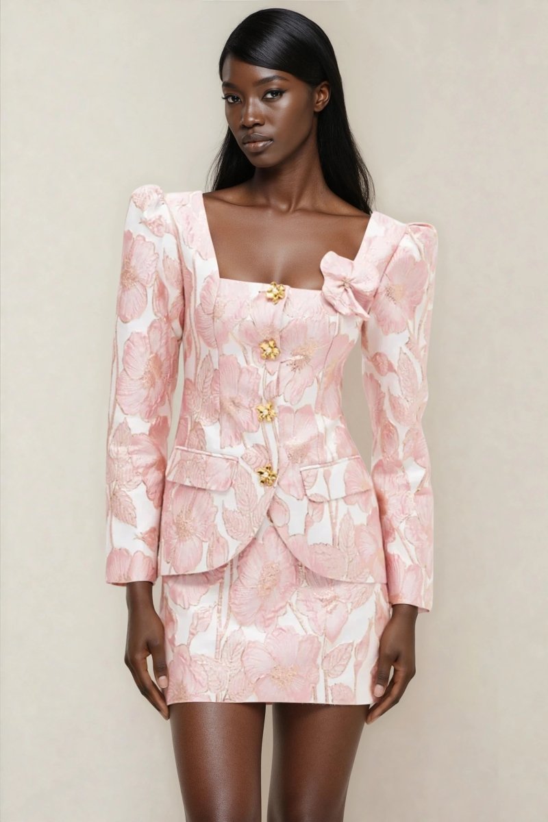 Petal Jacquard Jacket – Pink