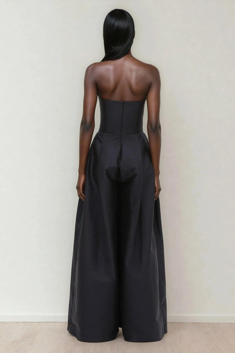 Taffeta Bloom Jumpsuit – Black