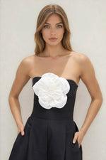 Taffeta Bloom Jumpsuit – Black