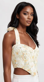 Pollie Halter Corset Top – Yellow Floral (Final Sale)