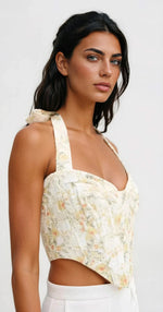 Pollie Halter Corset Top – Yellow Floral (Final Sale)