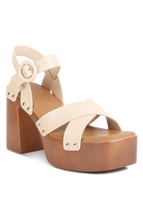 Cristina Cross Strap Embellished Heels - Encompass Boutique