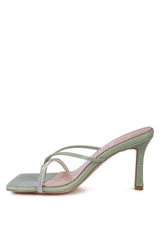 Rag Company - Fetish Croc Rhinestone Slider Sandals