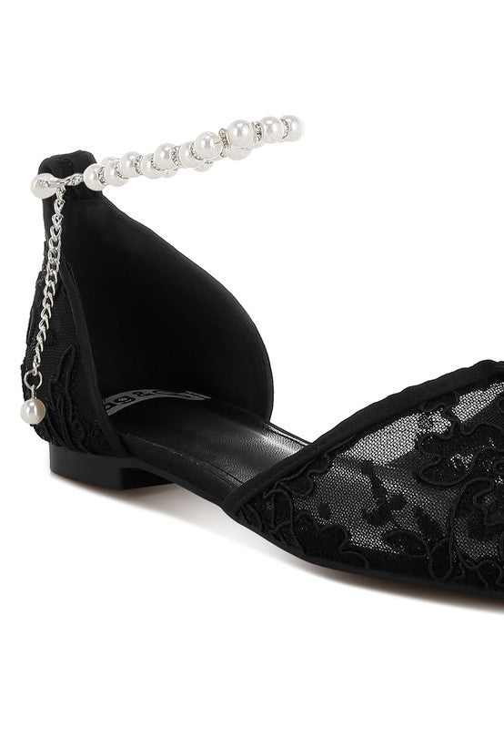 Rag Company - Shrami Pearl & Rhinestone Strap Flat Sandals
