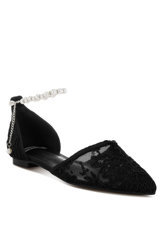 Rag Company - Shrami Pearl & Rhinestone Strap Flat Sandals