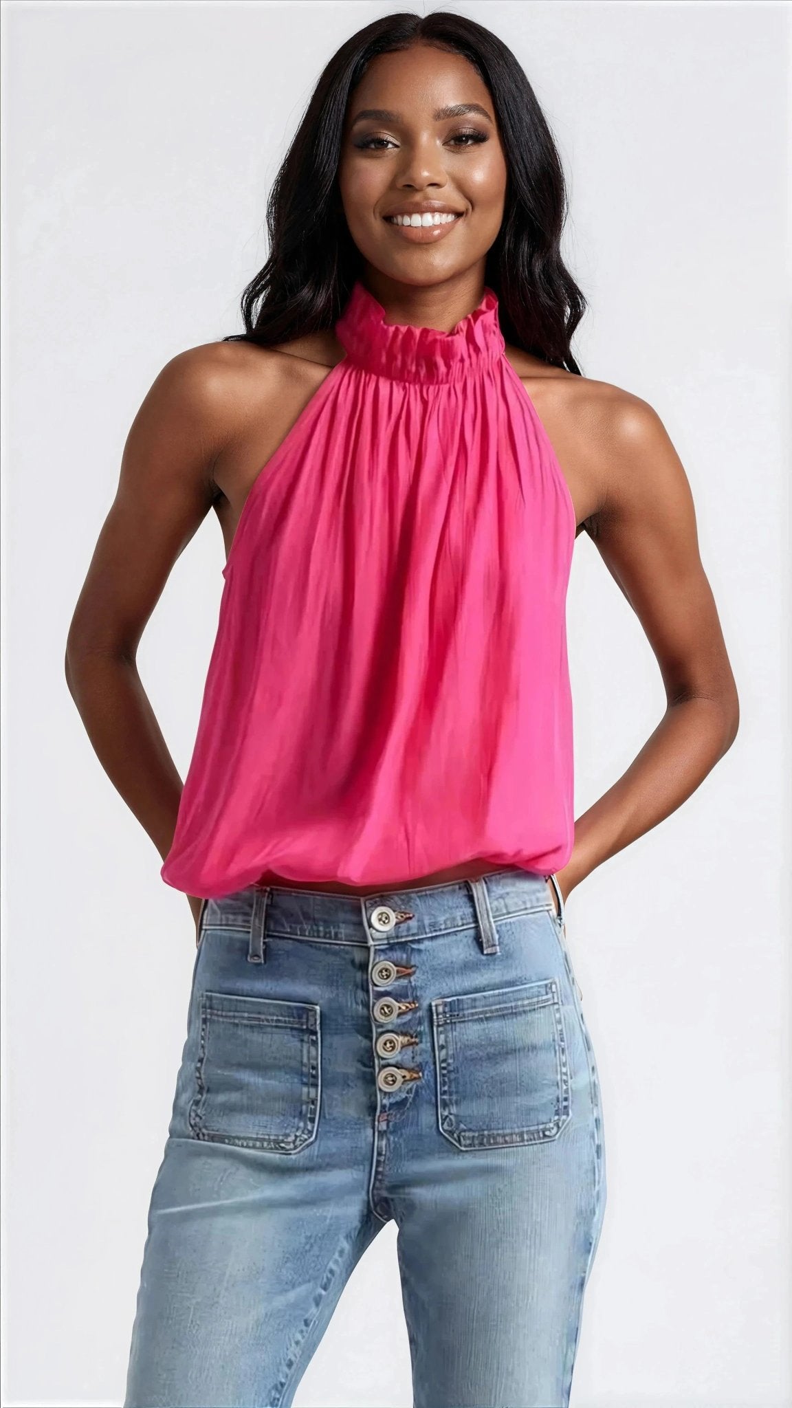 Rowan Halter Neck Sleeveless Top - Pink