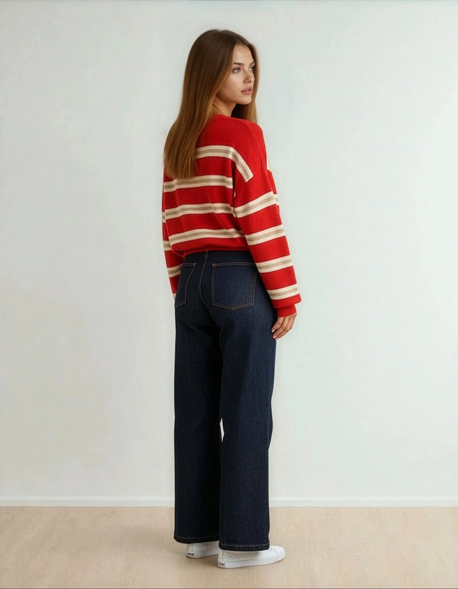 Cassian Sweater – Cherry/Sand/Eggshell
