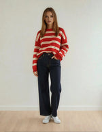 Cassian Sweater – Cherry/Sand/Eggshell