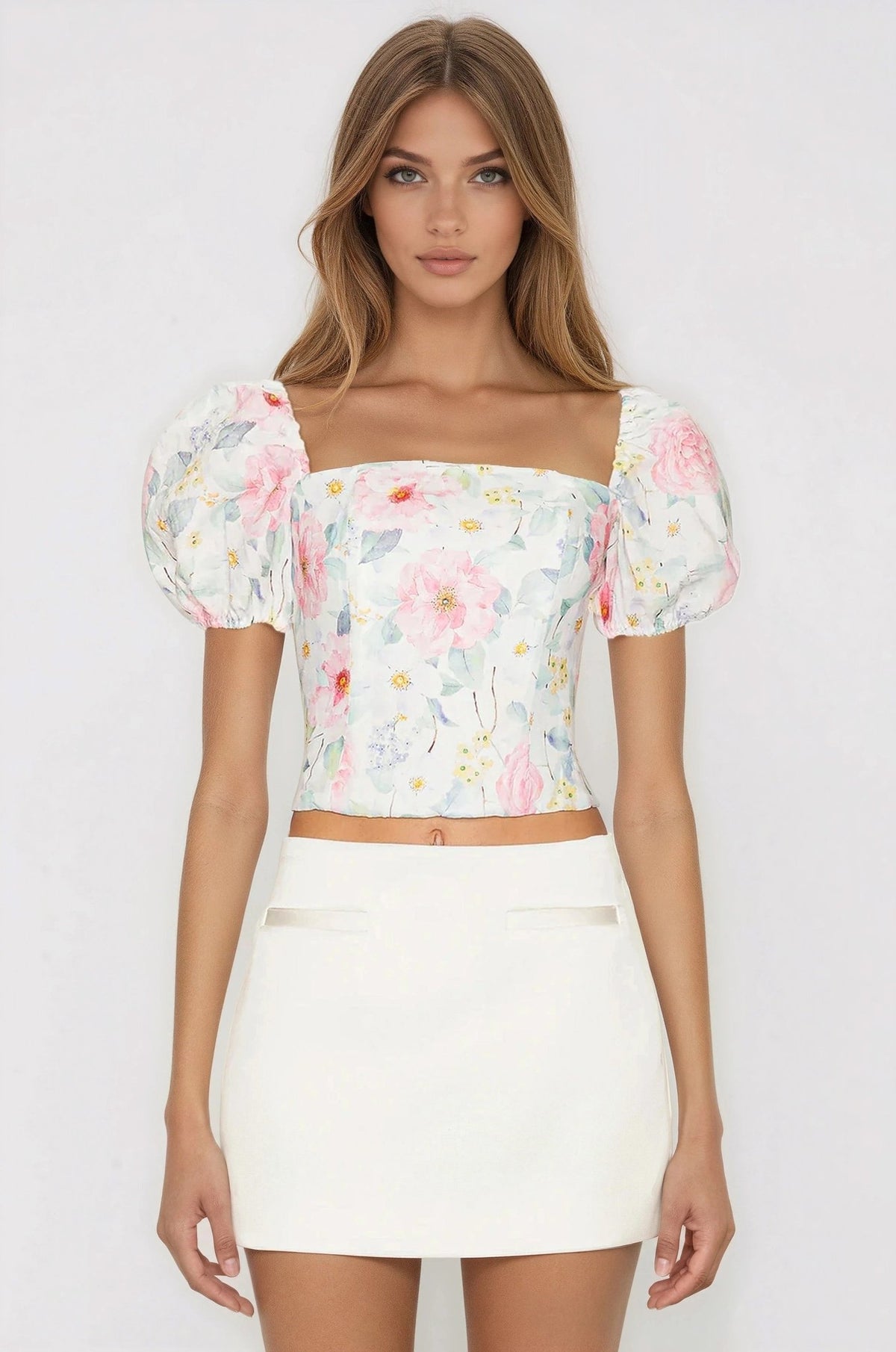 Sheyla Floral Printed Top – Summer White (Final Sale)