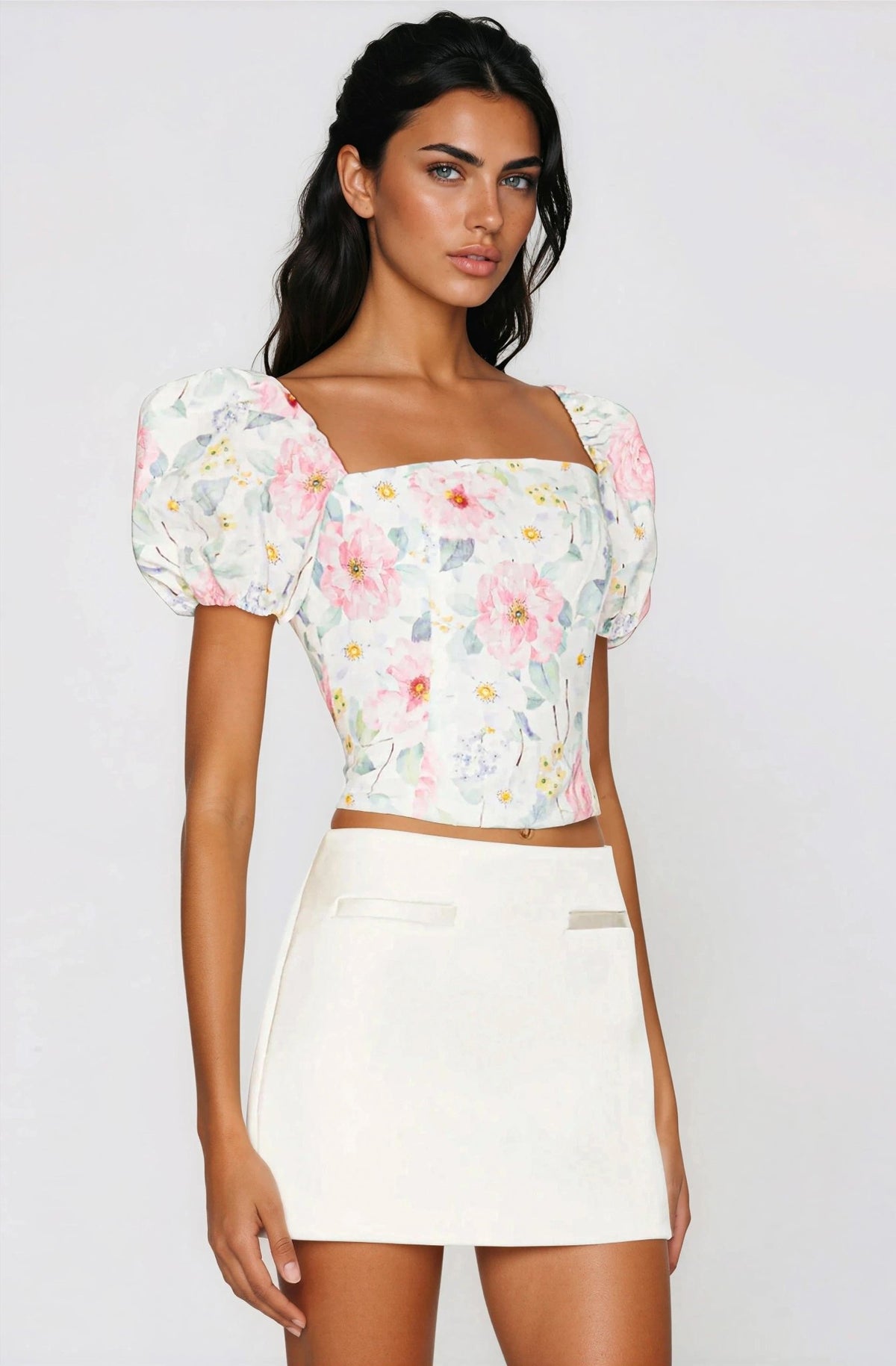 Sheyla Floral Printed Top – Summer White (Final Sale)