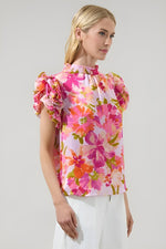 Sugarlips - Abigal Floral Brenna Mock Neck Ruffle Blouse (Final Sale) - Encompass Boutique